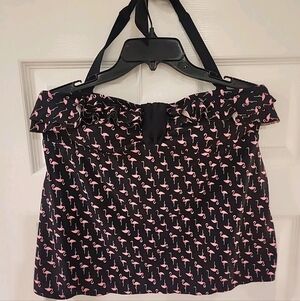 EUC Pure Energy Flamingo Black & Pink Halter Tankini Top 16W
